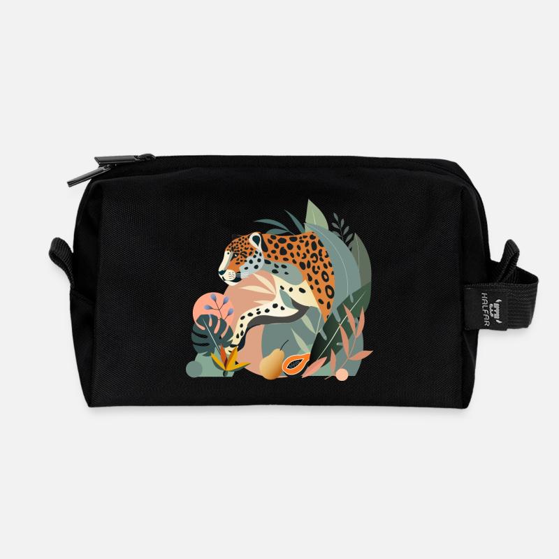 Jaguar im Dschungel-Elegante Wildtier-Illustration - Recycelte Kulturtasche - Schwarz