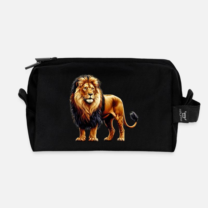 Löwe - Recycelte Kulturtasche - Schwarz
