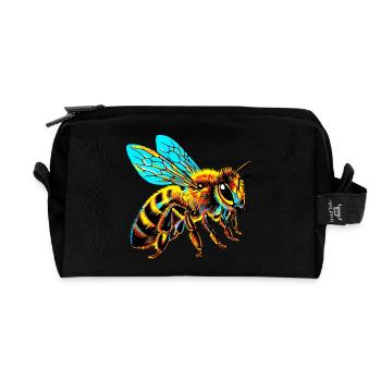 Biene - Recycelte Kulturtasche - Schwarz - Vorne