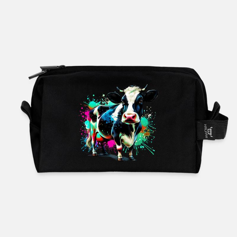 Kuh - Recycelte Kulturtasche - Schwarz