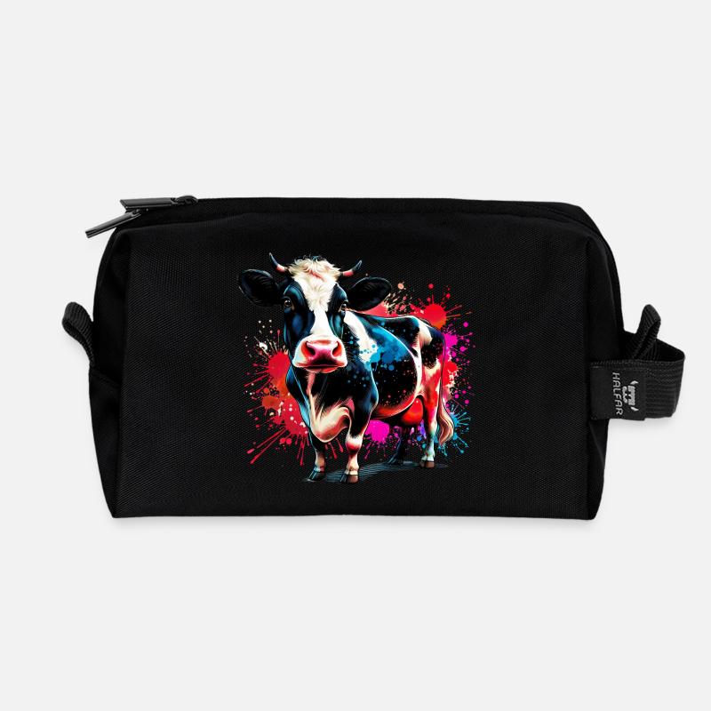 Kuh - Recycelte Kulturtasche - Schwarz