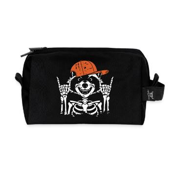 Rocker Raccoon Bones - Recycled Toiletry Zip Bag - black - Front