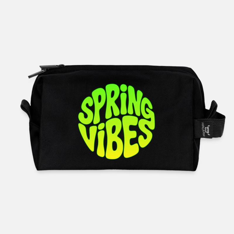 Frühlingsanfang - Spring vibes - Recycelte Kulturtasche - Schwarz