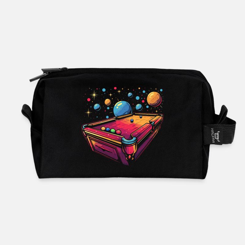 Billard Cartoon Stil - Recycelte Kulturtasche - Schwarz