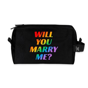 Veux-tu m’épouser Arc-en-ciel du mariage gay - Trousse de toilette en tissu recyclé - noir - Devant