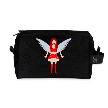 Fly Agaric Mushroom Fairy Fantasy Art - Recycled Toiletry Zip Bag - black - Front
