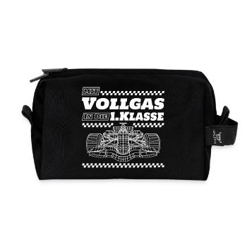 Mit Vollgas in die 1. Klasse - Schulkind Rennauto - Recycelte Kulturtasche - Schwarz - Vorne