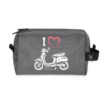 J’aime le scooter - Illustration de scooter électrique - Trousse de toilette en tissu recyclé - anthracite - Devant