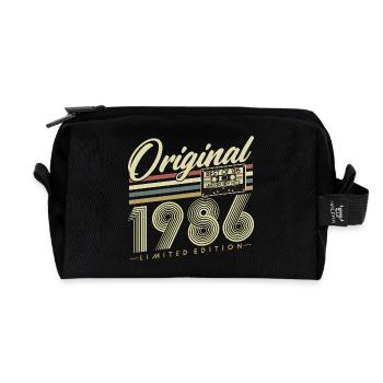 1986 Vintage Vintage Rétro Cadeau d’anniversaire - Trousse de toilette en tissu recyclé - noir - Devant