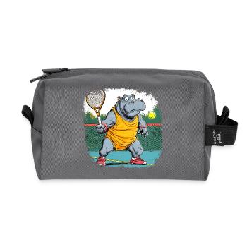 Hippos Tennis - Recycled Toiletry Zip Bag - anthracite - Front