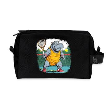 Hippos Tennis - Recycled Toiletry Zip Bag - black - Front