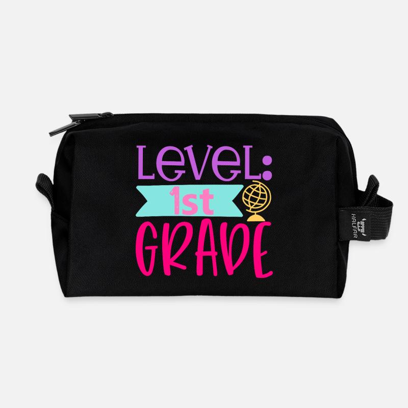 Level 1st Grade - Back to School - Recycled Toiletry Zip Bag - black