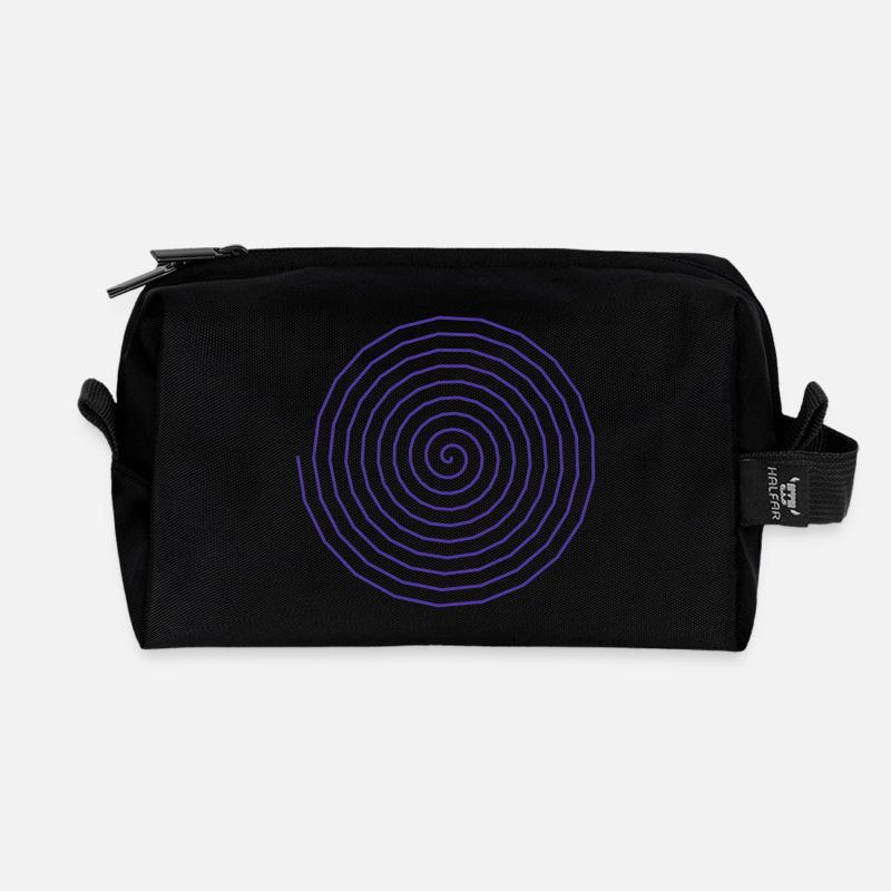 Functional Spiral Pattern Design - Recycled Toiletry Zip Bag - black