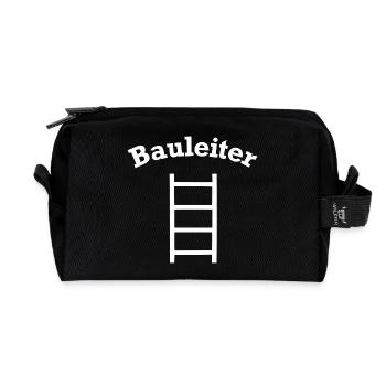 Funny Construction Manager Head Construction Site Design - Recycled Toiletry Zip Bag - black - Front