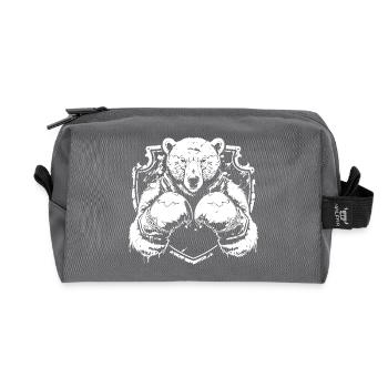 Starkes Bärenlogo mit Kampfpose Boxer - Recycelte Kulturtasche - Anthrazit - Vorne