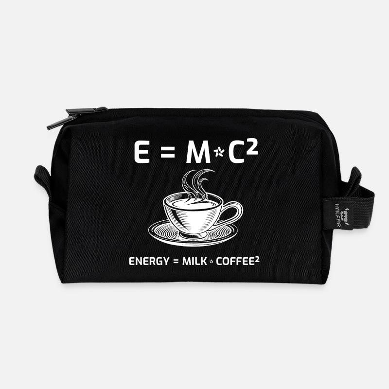 Kaffeetrinker Kaffeeformel E=MC2 - Recycelte Kulturtasche - Schwarz