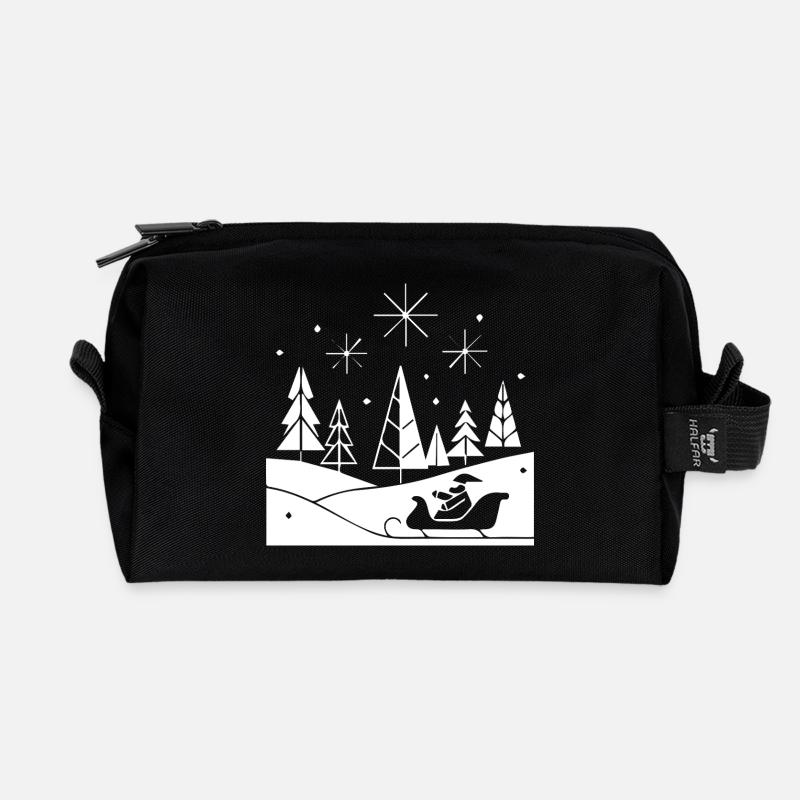  Schlittenfahrt im Schnee Weihnachts Motiv - Recycelte Kulturtasche - Schwarz