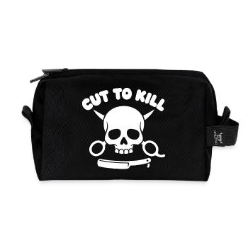 Motif de crâne coupé pour tuer - Trousse de toilette en tissu recyclé - noir - Devant