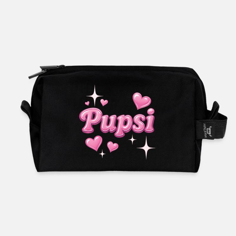 pupsi / y2k Spitzname design - Recycelte Kulturtasche - Schwarz