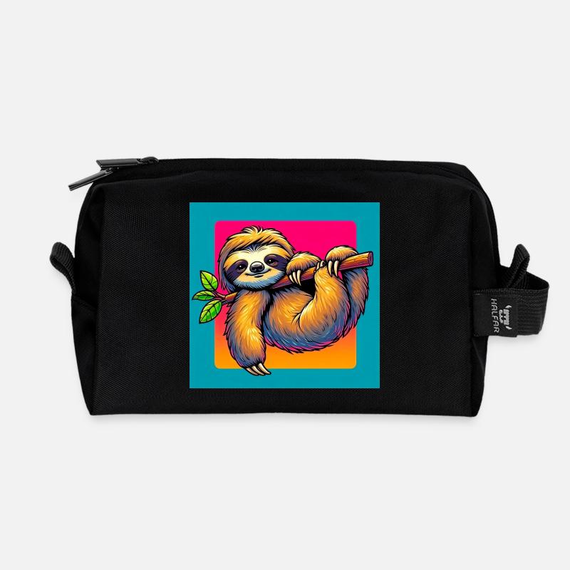 Faultier - Recycelte Kulturtasche - Schwarz