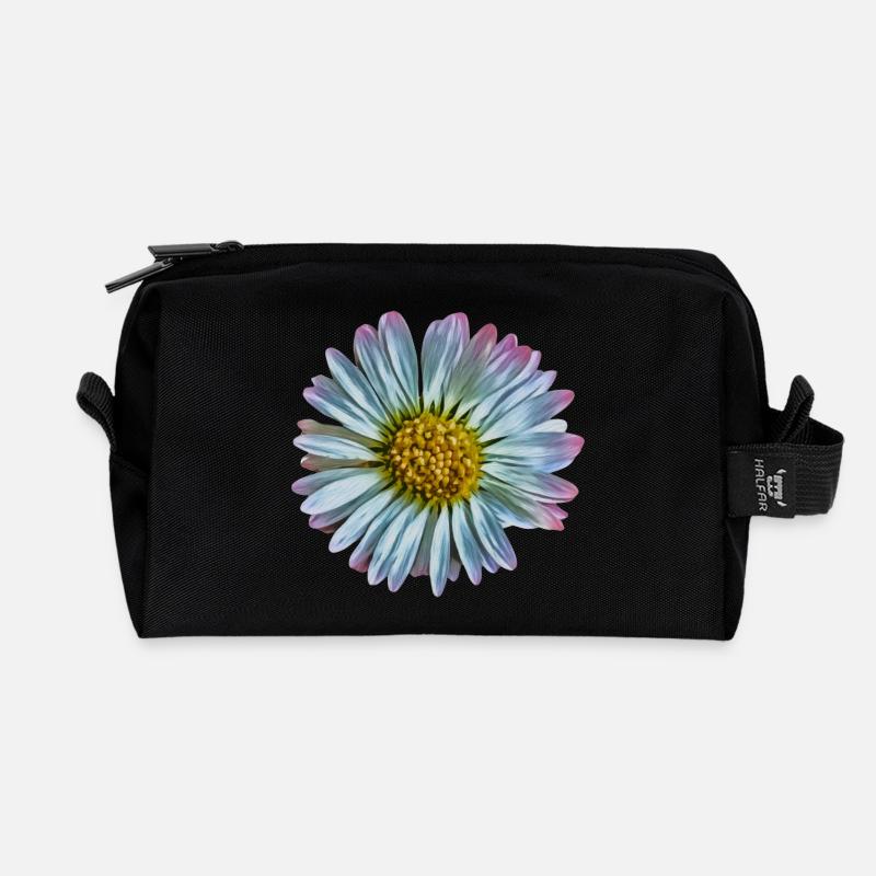 Gänseblümchen - Recycelte Kulturtasche - Schwarz