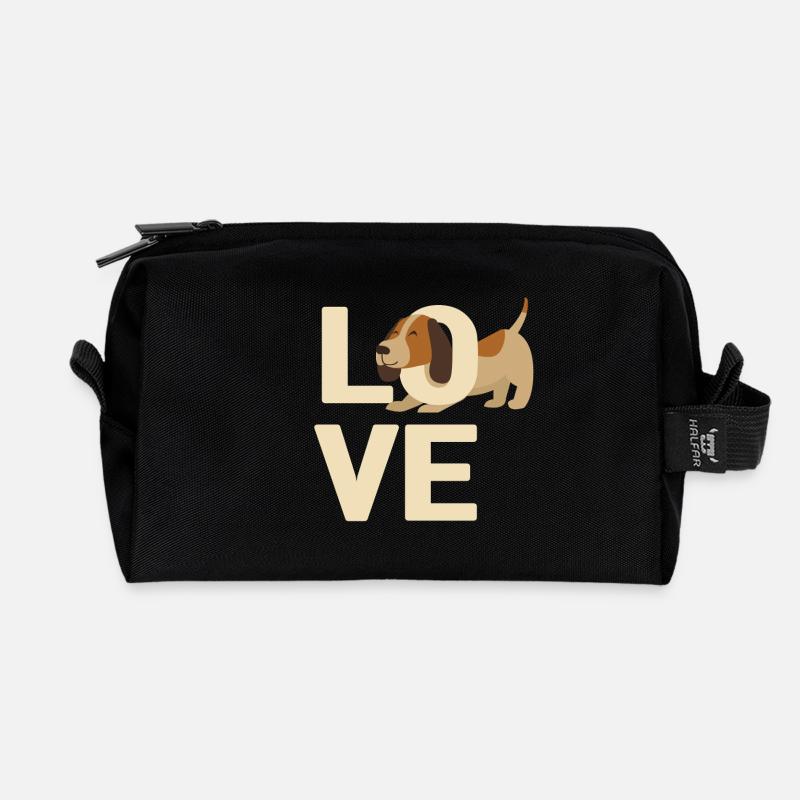 Ich liebe Hunde - Recycelte Kulturtasche - Schwarz