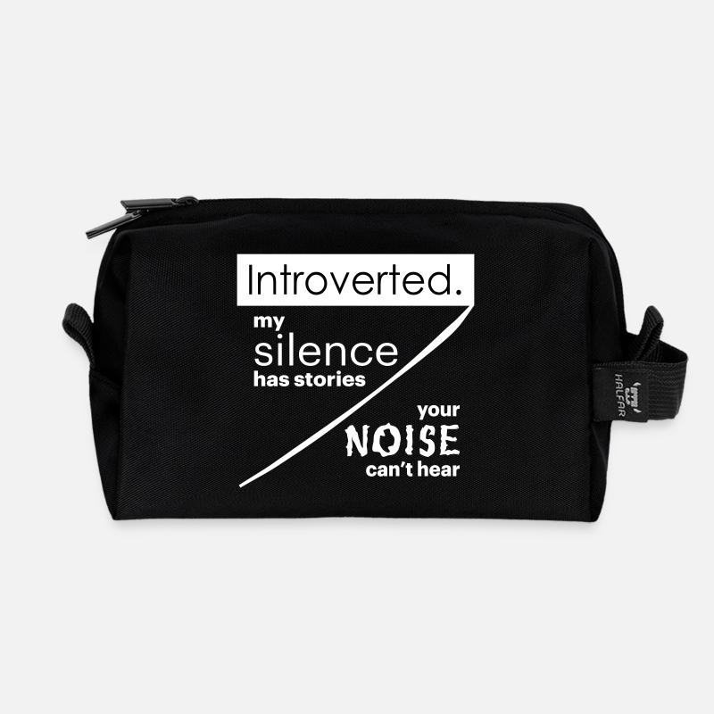 Introvert Quotes - Recycled Toiletry Zip Bag - black