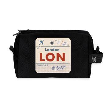London LON Vintage Airline Tag - Recycelte Kulturtasche - Schwarz - Vorne
