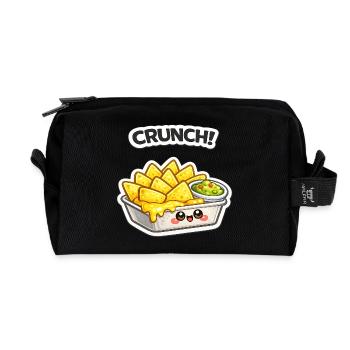 Käse-Nachos Kawaii Cartoon - Recycelte Kulturtasche - Schwarz - Vorne