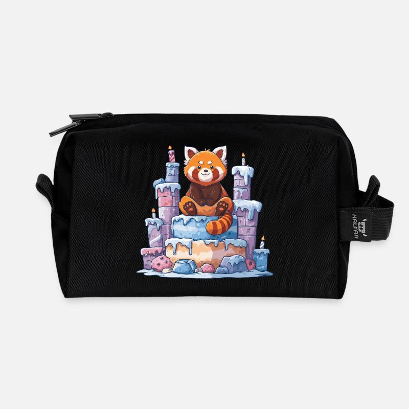 Roter Panda auf Eis-Torte - Recycelte Kulturtasche - Schwarz