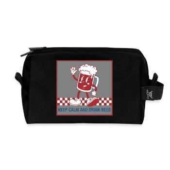 Keep Calm Beer Caricature - Recycled Toiletry Zip Bag - black - Front