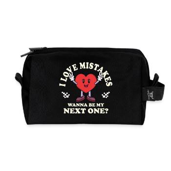 Love Mistakes – Vintage Comic Dating Saying - Recycled Toiletry Zip Bag - black - Front