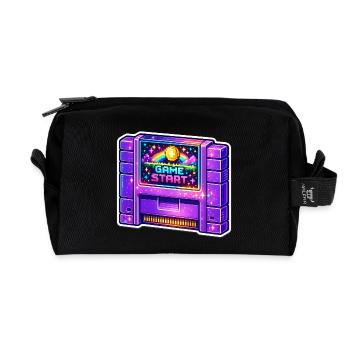 Retro Arcade Start Neon - Recycelte Kulturtasche - Schwarz - Vorne