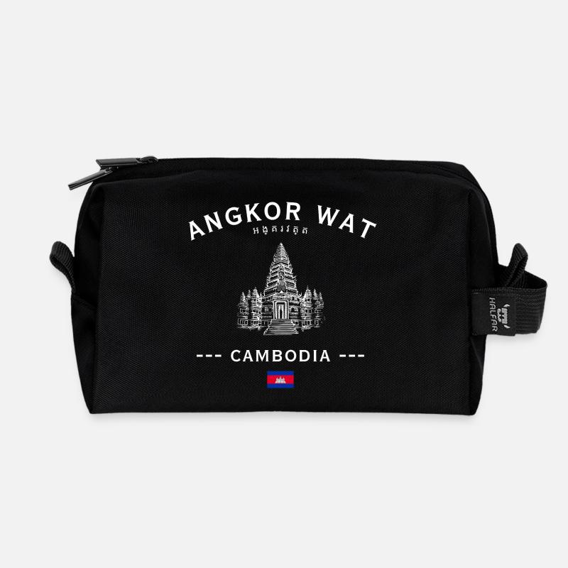 Angkor Wat Silhouette Cambodia - Recycelte Kulturtasche - Schwarz