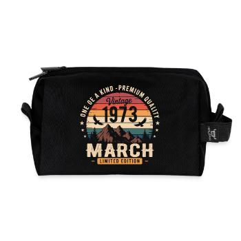 März 1973 53. Jubiläumsgeschenk März 1973 - Recycelte Kulturtasche - Schwarz - Vorne