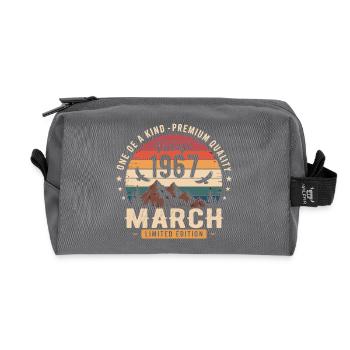 March 1967 59th Anniversary Gift March 1967 - Recycled Toiletry Zip Bag - anthracite - Front