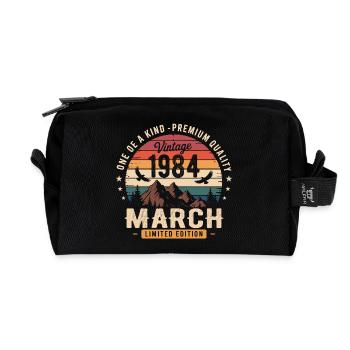 March 1984 42nd Anniversary Gift March 1984 - Recycled Toiletry Zip Bag - black - Front