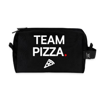 TEAM PIZZA | Gourmet humour - Recycled Toiletry Zip Bag - black - Front