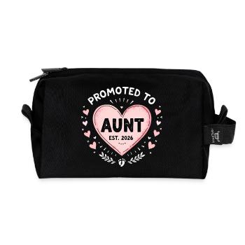 Aunt 2026 Aunt 2026 Promoted to Aunt 2026 - Recycled Toiletry Zip Bag - black - Front