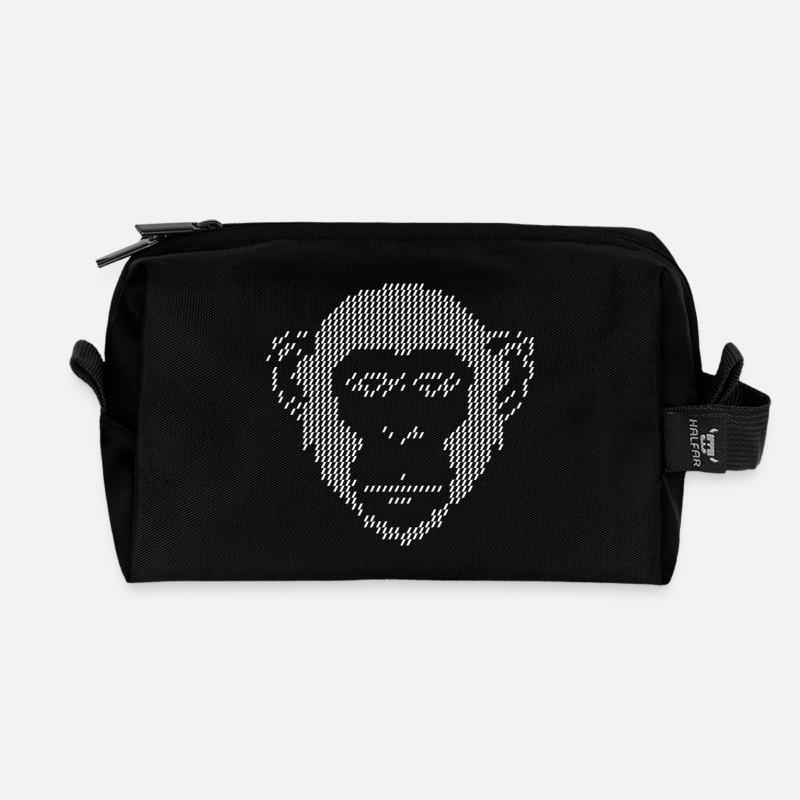 Pixel Monkey Half Tone Art - Borsa da toilette in materiali riciclati - nero
