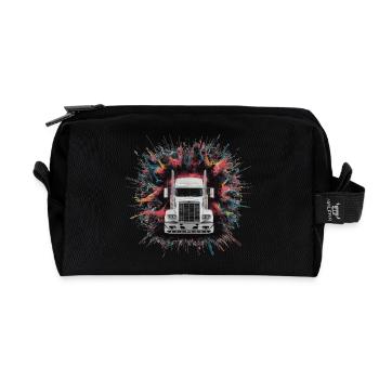 Empreinte de camion semi-remorque cargo - Trousse de toilette en tissu recyclé - noir - Devant