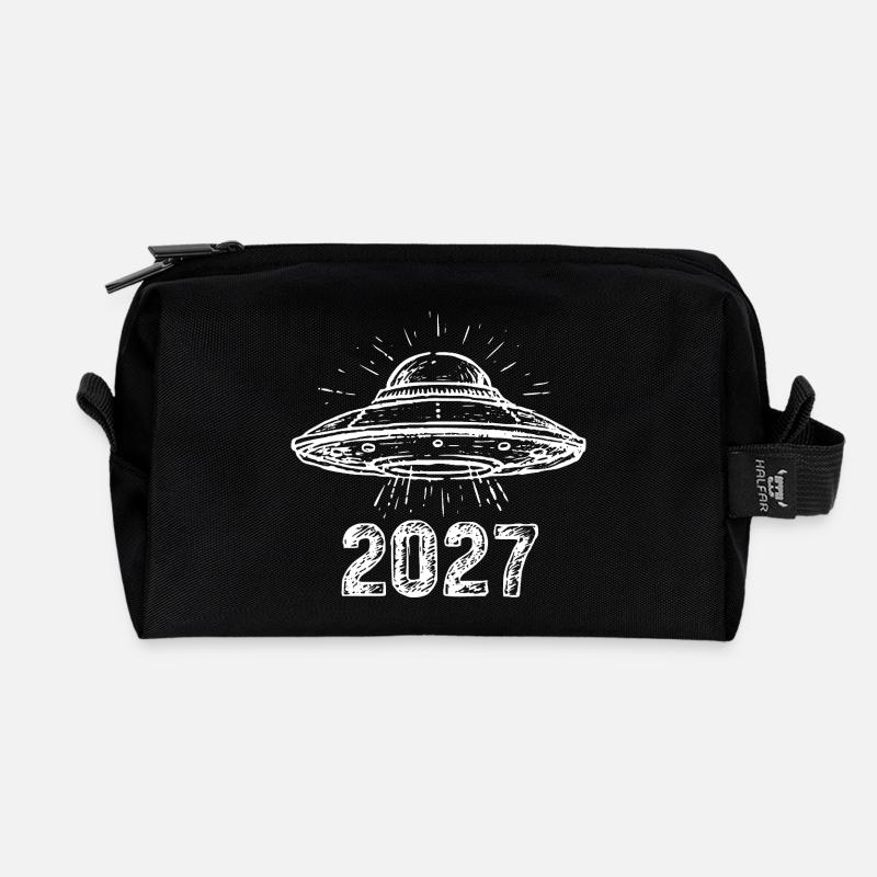 Raumschiff weiß - Recycelte Kulturtasche - Schwarz