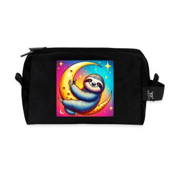 La paresse dort sur la Lune - Trousse de toilette en tissu recyclé - noir - Devant