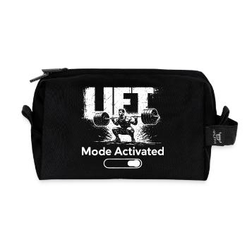 Lift Mode Activated Shirt Gym Fitness Workout - Recycled Toiletry Zip Bag - black - Front