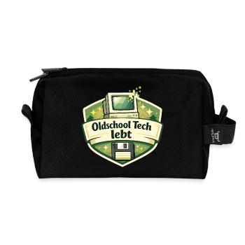 Oldschool Tech lebt - Recycelte Kulturtasche - Schwarz - Vorne