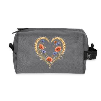 Weizen Herz Mohn Kornblume Blumen Natur Motiv  - Recycelte Kulturtasche - Anthrazit - Vorne