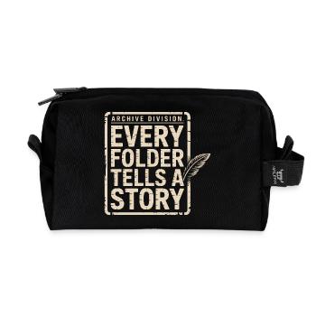 Every Folder Tells a Story - Recycled Toiletry Zip Bag - black - Front