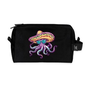 Octopus Funny Sombrero - Recycled Toiletry Zip Bag - black - Front