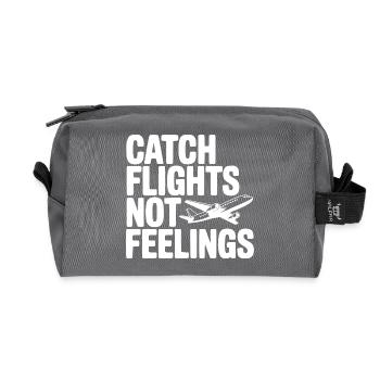 Catch Flights Not Feelings - Recycled Toiletry Zip Bag - anthracite - Front