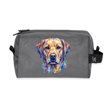 Colorful Dog Watercolor Portrait - Recycled Toiletry Zip Bag - anthracite - Front